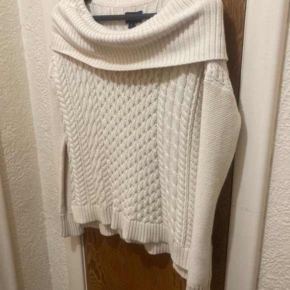 American Eagle Cowl Neck Sweater Chunky Knit Sweater Size Small Color White - Picture 6 of 10